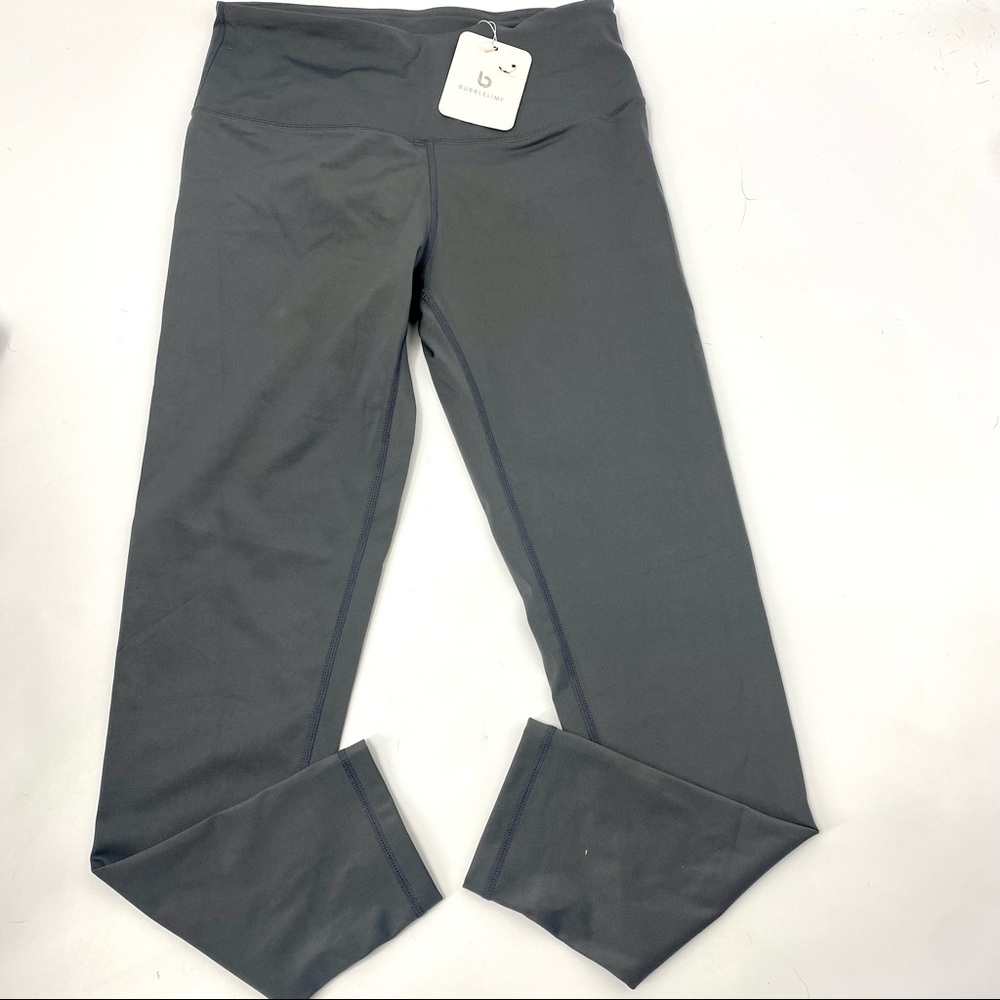 Bubblelime grey 7/8 ankle length high rise workout leggings nwt! M